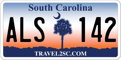 SC license plate ALS142