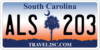 SC license plate ALS203