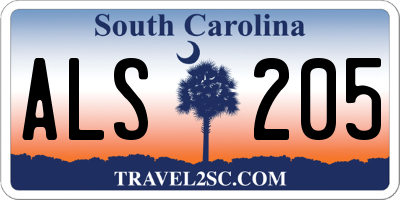 SC license plate ALS205