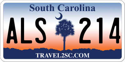SC license plate ALS214