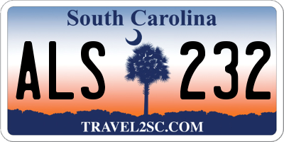 SC license plate ALS232