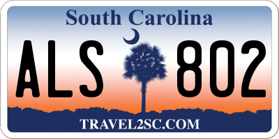 SC license plate ALS802