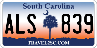 SC license plate ALS839