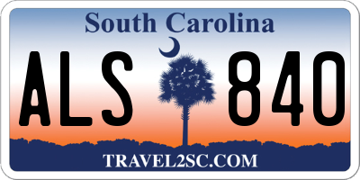 SC license plate ALS840