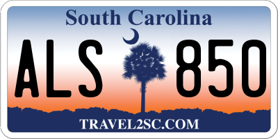 SC license plate ALS850