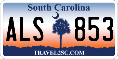 SC license plate ALS853