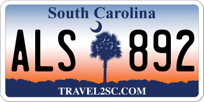 SC license plate ALS892
