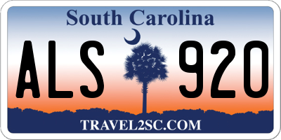 SC license plate ALS920