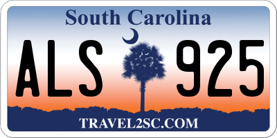 SC license plate ALS925