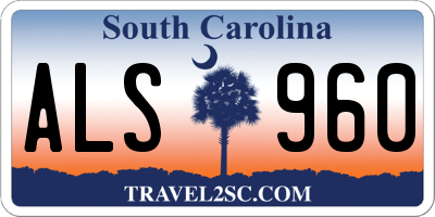 SC license plate ALS960