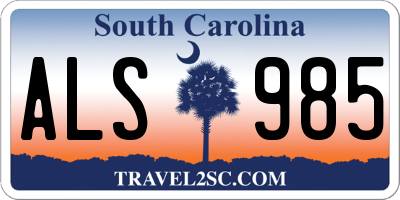 SC license plate ALS985