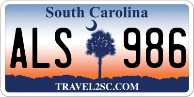 SC license plate ALS986
