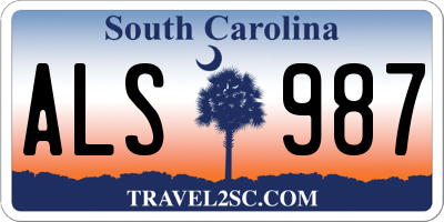 SC license plate ALS987