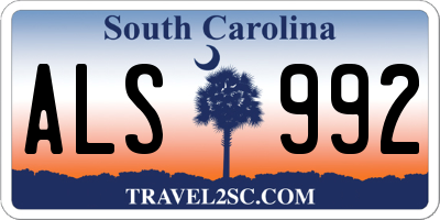 SC license plate ALS992