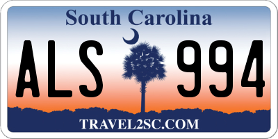 SC license plate ALS994