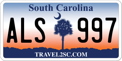 SC license plate ALS997