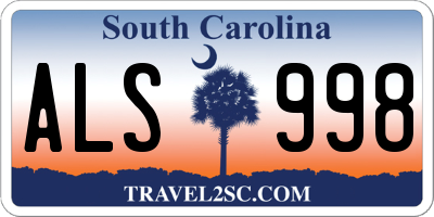 SC license plate ALS998
