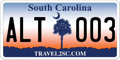 SC license plate ALT003