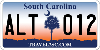 SC license plate ALT012