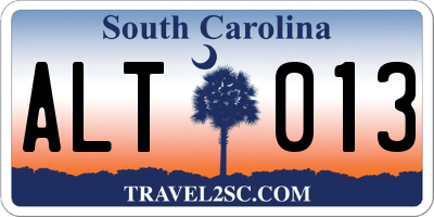 SC license plate ALT013