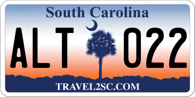SC license plate ALT022