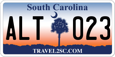 SC license plate ALT023