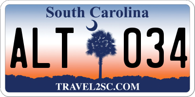 SC license plate ALT034