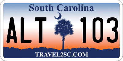SC license plate ALT103