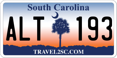 SC license plate ALT193