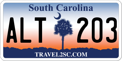 SC license plate ALT203