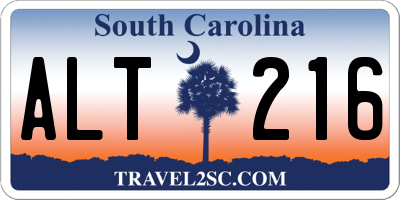 SC license plate ALT216