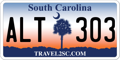 SC license plate ALT303