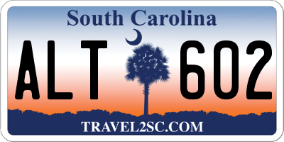 SC license plate ALT602