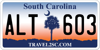 SC license plate ALT603