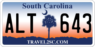 SC license plate ALT643