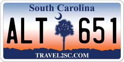 SC license plate ALT651