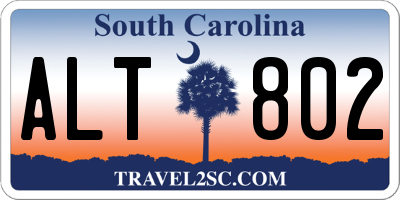 SC license plate ALT802