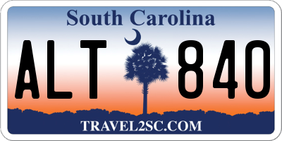 SC license plate ALT840