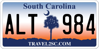 SC license plate ALT984