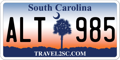 SC license plate ALT985