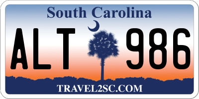 SC license plate ALT986