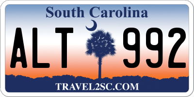 SC license plate ALT992