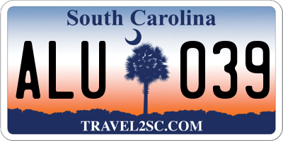 SC license plate ALU039