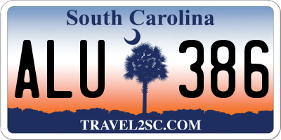 SC license plate ALU386