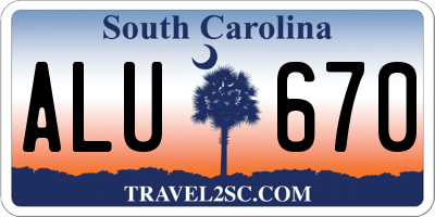 SC license plate ALU670