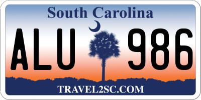 SC license plate ALU986
