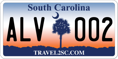 SC license plate ALV002
