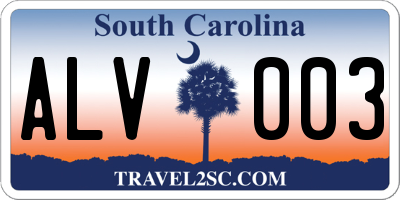 SC license plate ALV003
