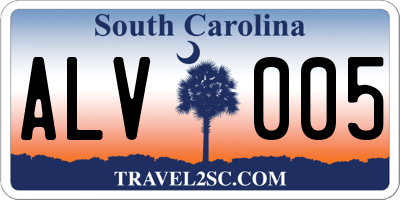 SC license plate ALV005