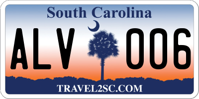 SC license plate ALV006